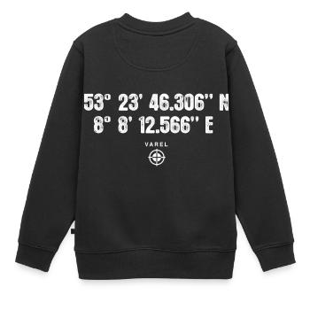 Varel Geocacher Geschenk Standort GPS Stadt - Kinder Premium Organic Sweatshirt - Schwarz - Hinten - AI Model Kid Female (0cm)