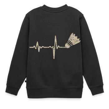 Geschenk Heartbeat Badminton - Kinder Premium Organic Sweatshirt - Schwarz - Hinten - AI Model Kid Female (0cm)