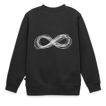 signe Infinity peinture signe infini - Sweat Premium enfant bio - noir - Dos - AI Model Kid Female (0cm)