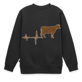 Geschenk Heartbeat Kuh Rind - Kinder Premium Organic Sweatshirt - Schwarz - Hinten - AI Model Kid Female (0cm)