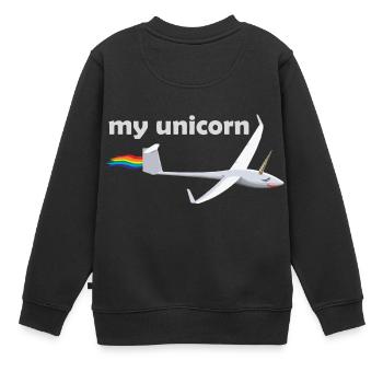 unicorn Segelflieger gleiten Geschenk Einhorn - Kinder Premium Organic Sweatshirt - Schwarz - Hinten - AI Model Kid Female (0cm)