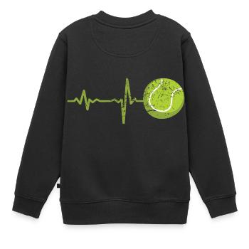 Cadeau Heartbeat Tennis - Sweat Premium enfant bio - noir - Dos - AI Model Kid Female (0cm)