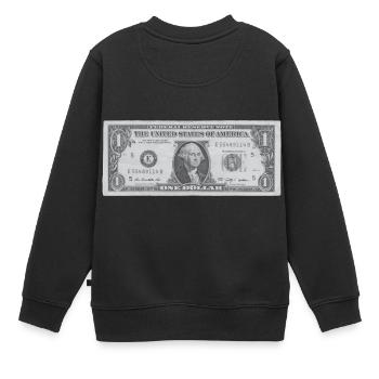 Dollarschein - Dollar für geldgeile Kapitalisten - Kinder Premium Organic Sweatshirt - Schwarz - Hinten - AI Model Kid Female (0cm)