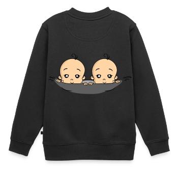 Baby Babies Zwillinge Jungen Schwangerschaft - Kinder Premium Organic Sweatshirt - Schwarz - Hinten - AI Model Kid Female (0cm)