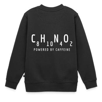 Angetrieben durch Koffein: C8H10N4O2 - Kinder Premium Organic Sweatshirt - Schwarz - Hinten - AI Model Kid Female (0cm)