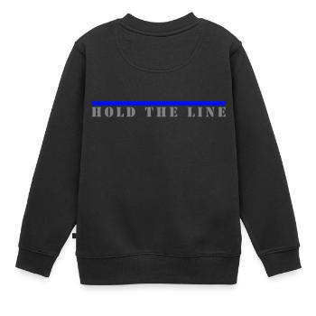 Hold the Line, Blaue Linie - Kinder Premium Organic Sweatshirt - Schwarz - Hinten - AI Model Kid Female (0cm)