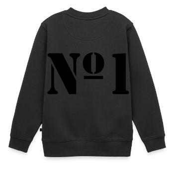 Nummer 1 - Kinder Premium Organic Sweatshirt - Schwarz - Hinten - AI Model Kid Female (0cm)