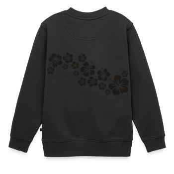 BALI hibiscus fleurs noires - Sweat Premium enfant bio - noir - Dos - AI Model Kid Female (0cm)