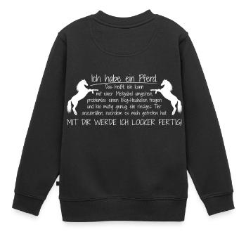 Ich habe ein Pferd - Kinder Premium Organic Sweatshirt - Schwarz - Hinten - AI Model Kid Female (0cm)