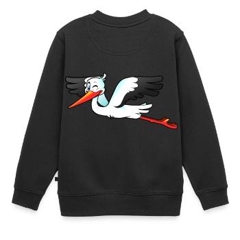 Storch - Kinder Premium Organic Sweatshirt - Schwarz - Hinten - AI Model Kid Female (0cm)