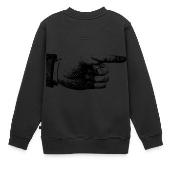 pointer du doigt - Sweat Premium enfant bio - noir - Dos - AI Model Kid Female (0cm)