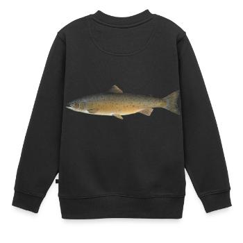 Lachs - Kinder Premium Organic Sweatshirt - Schwarz - Hinten - AI Model Kid Female (0cm)