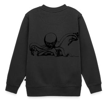 poulpe géant calmar, poulpe, calmar, poissons seiche - Sweat Premium enfant bio - noir - Dos - AI Model Kid Female (0cm)