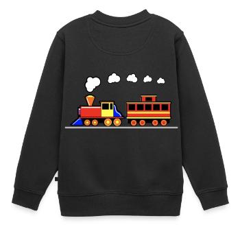eisenbahn zug tram train railroad railway locomoti - Kinder Premium Organic Sweatshirt - Schwarz - Hinten - AI Model Kid Female (0cm)