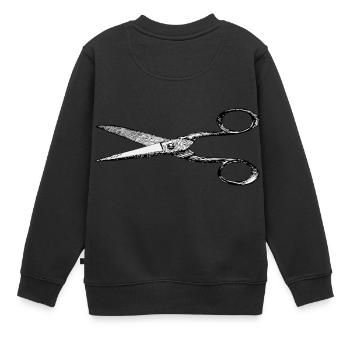 dessin Ciseaux Barber - Sweat Premium enfant bio - noir - Dos - AI Model Kid Female (0cm)