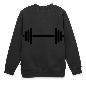 Haltère haltère haltère - Sweat Premium enfant bio - noir - Dos - AI Model Kid Female (0cm)