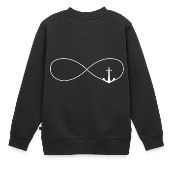 signe infini ancre signe infini - Sweat Premium enfant bio - noir - Dos - AI Model Kid Female (0cm)