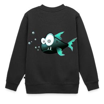 Verwirrter Fisch - Kinder Premium Organic Sweatshirt - Schwarz - Hinten - AI Model Kid Female (0cm)