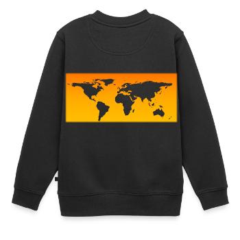 Carte du monde orange transparent - Sweat Premium enfant bio - noir - Dos - AI Model Kid Female (0cm)