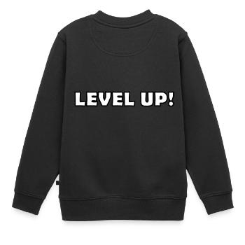 level up - Kids Premium Organic Sweatshirt - black - Back - AI Model Kid Female (0cm)