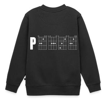 Peace Schrift für Gitarren Akkorde Gitarrist Shirt - Kinder Premium Organic Sweatshirt - Schwarz - Hinten - AI Model Kid Female (0cm)