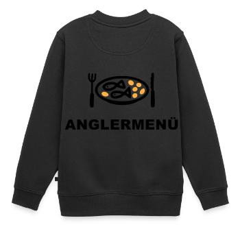 Menu de pêcheur à la ligne - patates de poisson - Sweat Premium enfant bio - noir - Dos - AI Model Kid Female (0cm)