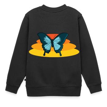 Schmetterling Motte Falter Schmetterlingsflügel - Kinder Premium Organic Sweatshirt - Schwarz - Hinten - AI Model Kid Female (0cm)