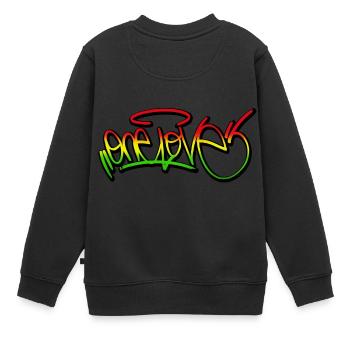 one love graffiti reggae rasta geschenk maske - Kinder Premium Organic Sweatshirt - Schwarz - Hinten - AI Model Kid Female (0cm)