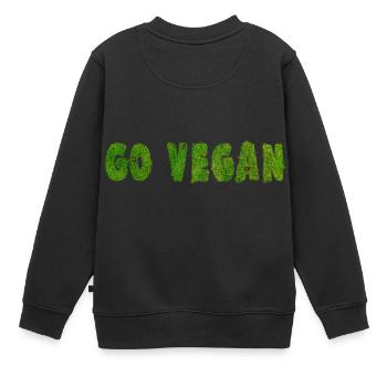 Go Vegan - Statement - Kinder Premium Organic Sweatshirt - Schwarz - Hinten - AI Model Kid Female (0cm)