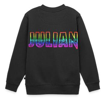 julian rs regenbogen - Kinder Premium Organic Sweatshirt - Schwarz - Hinten - AI Model Kid Female (0cm)