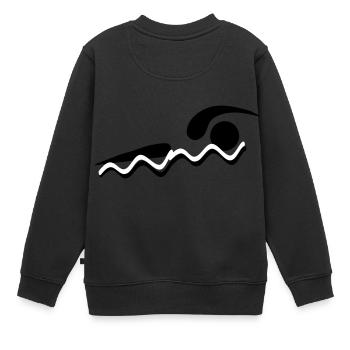 Schwimmen - Kinder Premium Organic Sweatshirt - Schwarz - Hinten - AI Model Kid Female (0cm)