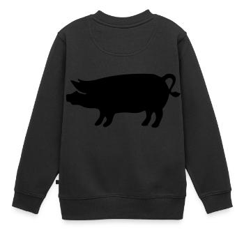 porc - Sweat Premium enfant bio - noir - Dos - AI Model Kid Female (0cm)