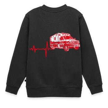 Shirt Geschenk Heartbeat Krankenwagen - Kinder Premium Organic Sweatshirt - Schwarz - Hinten - AI Model Kid Female (0cm)