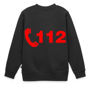 Feuer 112 - Kinder Premium Organic Sweatshirt - Schwarz - Hinten - AI Model Kid Female (0cm)