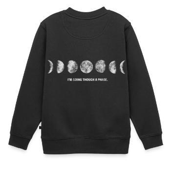 Croissant de Lune Phase cadeau lune pleine lune de nuit - Sweat Premium enfant bio - noir - Dos - AI Model Kid Female (0cm)