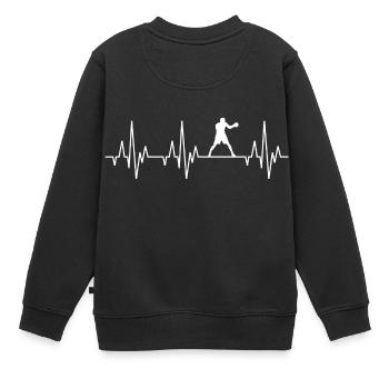 Herzschlag EKG Boxen Boxer Kickboxen Kickboxer - Kinder Premium Organic Sweatshirt - Schwarz - Hinten - AI Model Kid Female (0cm)