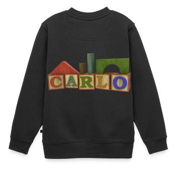 Carlo - Kinder Premium Organic Sweatshirt - Schwarz - Hinten - AI Model Kid Female (0cm)