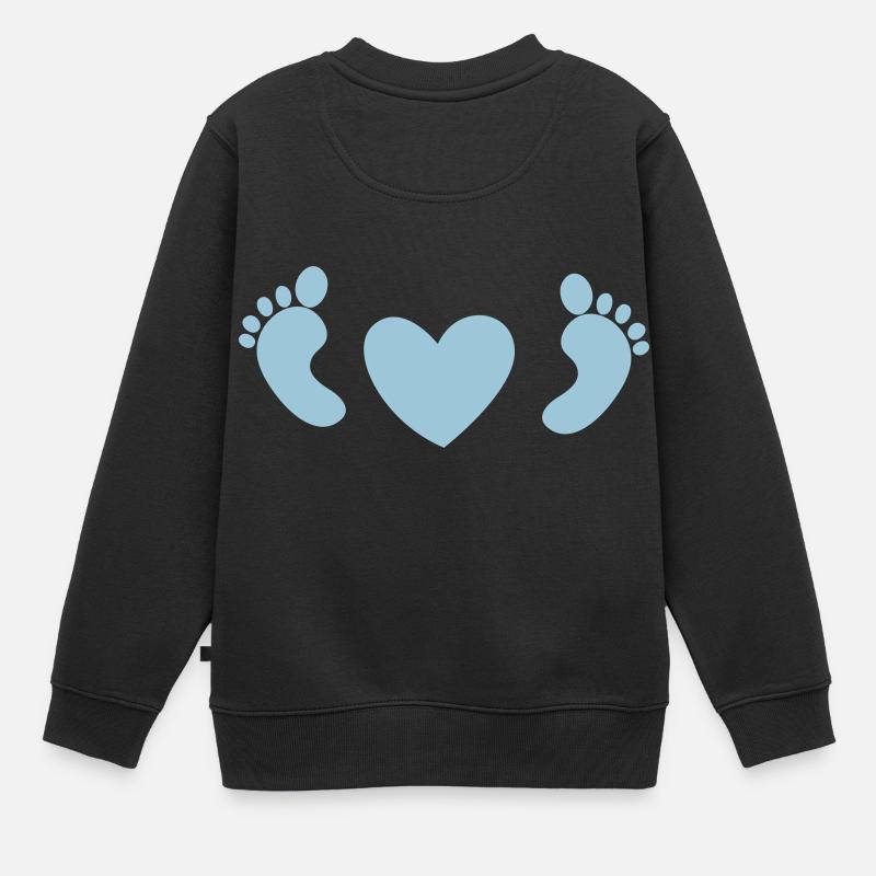 pieds de bébé avec coeur d'amour en bleu - Sweat Premium enfant bio - noir