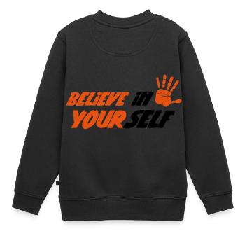 Glaub an dich - Kinder Premium Organic Sweatshirt - Schwarz - Hinten - AI Model Kid Female (0cm)