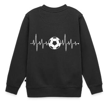 Fréquence cardiaque fréquence cardiaque coeur ligne cadeau football - Sweat Premium enfant bio - noir - Dos - AI Model Kid Female (0cm)