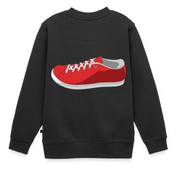 Schuh Rendering - Kinder Premium Organic Sweatshirt - Schwarz - Hinten - AI Model Kid Female (0cm)