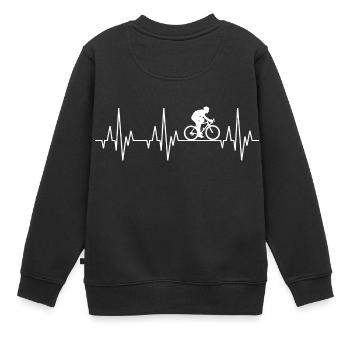 Herzschlag EKG Fahrrad Radsport Zweirad Sport - Kinder Premium Organic Sweatshirt - Schwarz - Hinten - AI Model Kid Female (0cm)