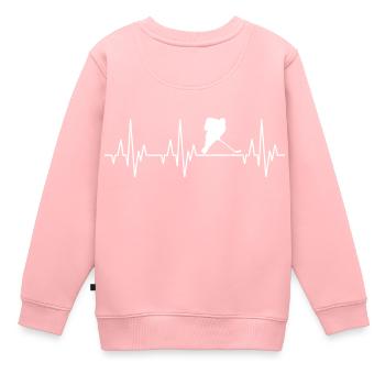 Herzschlag EKG Eishockey Spieler Hockey Puck - Kinder Premium Organic Sweatshirt - Rosa - Hinten - AI Model Kid Female (0cm)
