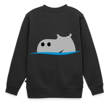 Nilpferd - Kinder Premium Organic Sweatshirt - Schwarz - Hinten - AI Model Kid Female (0cm)