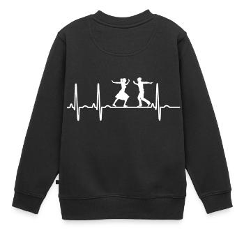 Lindy Hop Swing Tanzen Geschenk Heartbeat Boogie - Kinder Premium Organic Sweatshirt - Schwarz - Hinten - AI Model Kid Female (0cm)