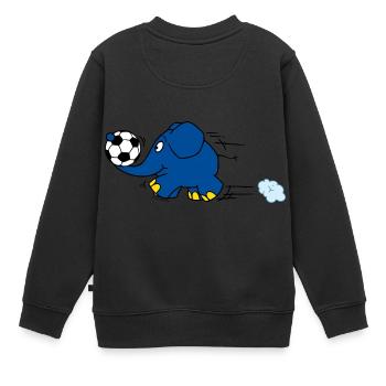 Der Elefant spielt Fussball - Kinder Premium Organic Sweatshirt - Schwarz - Hinten - AI Model Kid Female (0cm)