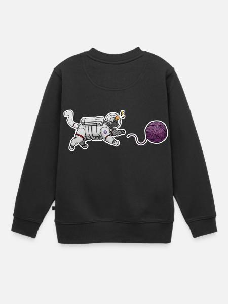 Chat astronaute - Sweat Premium enfant bio - noir