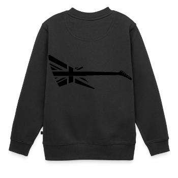 Gitarren Union Jack - Kinder Premium Organic Sweatshirt - Schwarz - Hinten - AI Model Kid Female (0cm)