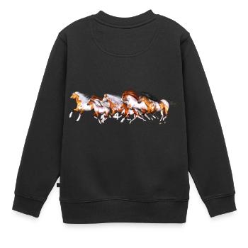 Troupeau de chevaux sauvages - Sweat Premium enfant bio - noir - Dos - AI Model Kid Female (0cm)