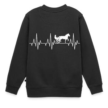 Herzschlag EKG Trabrennsport Pferderennsport Pferd - Kinder Premium Organic Sweatshirt - Schwarz - Hinten - AI Model Kid Female (0cm)